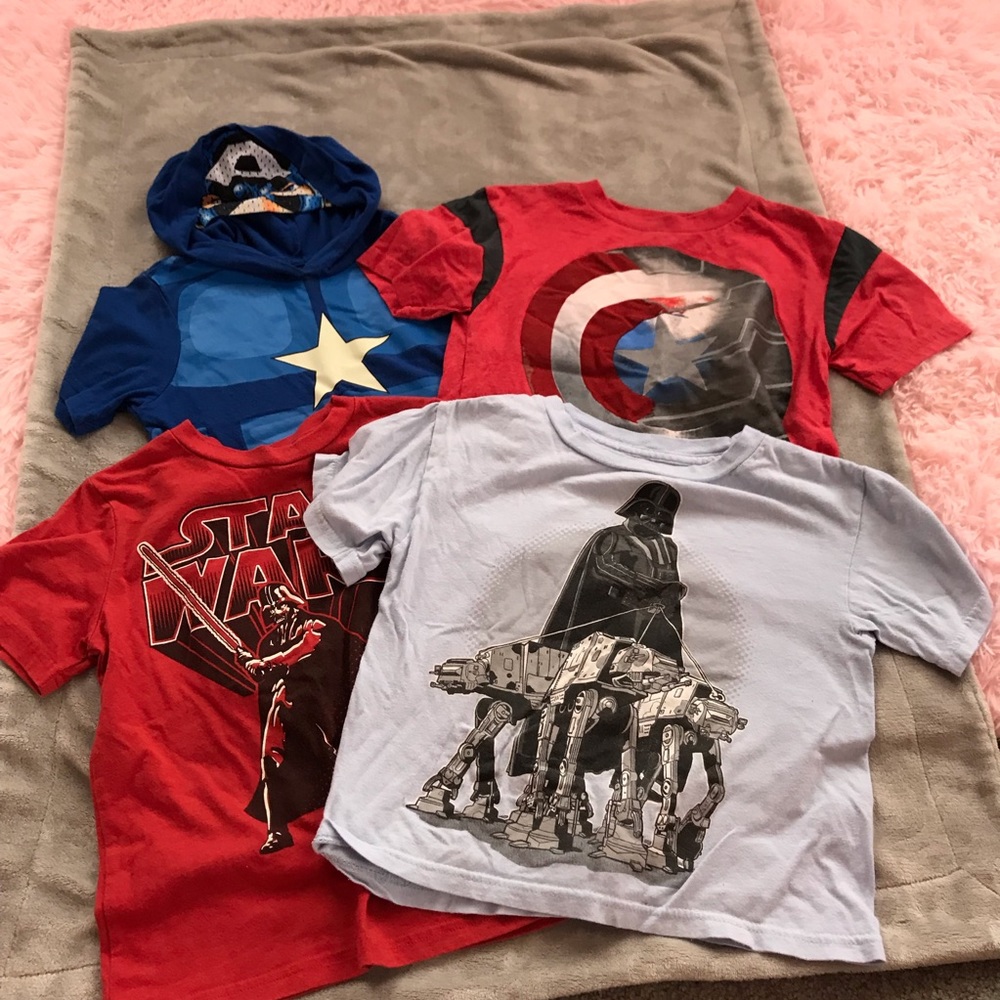 Boys size 4 Star Wars & Captain America T-shirt’s